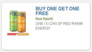 Coupon – Buy one Get one free – BOGO – can of Red Rain Energy