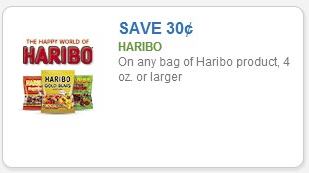 SAVE - $0.30 off on any bag of Haribo product 4 oz or larger