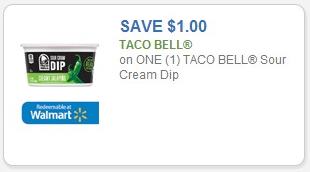 Coupon – $1.00 on one (1) Taco Bell Sour Cream Dip