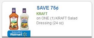 Coupon – $0.75 on one (1) Kraft Salad Dressing (24 oz)