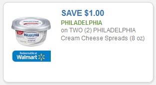 Coupon – $1.00 off (2) Philadelphia Cream Cheese Spreads (8 oz)