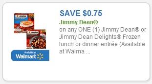 SAVE - $0.75 on any one (1) Jimmy Dean or Jimmy Dean Delights Frozen lunch or dinner entree