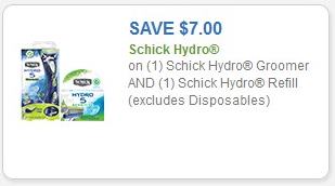 Coupon - $7.00 off Schick Hydro Groomer + Schick Hydro Refill