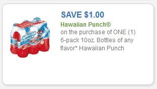 Coupon – $1.00 off (1) 6-pack 10 oz bottles Hawaiian Punch