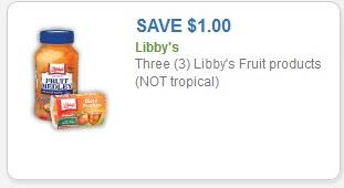 Coupon – $1.00 on three (3) Libby’s Fruit products