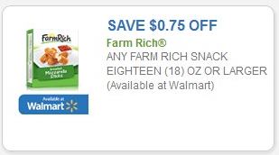 Coupon – $0.75 off any Farm Rich Snack Eighteen (18) oz or larger