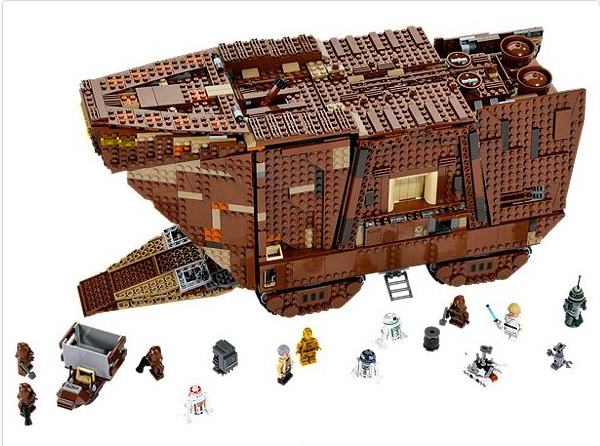 Travel the dunes with the LEGO® Star Wars™ Sandcrawler™ with working cranes, detailed interior, 7 minifigures, 5 droids and lots more!