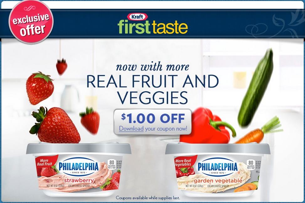 Kraft First Taste – Save $1.00 off Philadelphia Cream Cheese