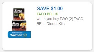 Taco Bell Save $1.00 when you buy two (2) taco bell dinner kits redeemable at walmart