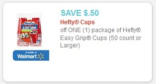 Hefty Cups Save $0.50 off one (1) Hefty Easy Grip Cups (50 count or Larger) redeemable at walmart