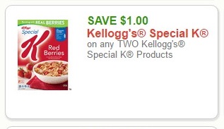 SAVE $1.00 Kellogg's Special K on any TWO Kellogg's Special K Products