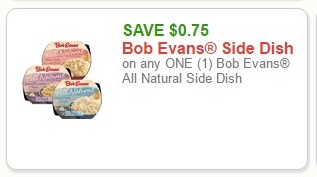 SAVE $0.75 Bob Evans Side Dish on any ONE (1) Bob Evans All Natural Side Dish