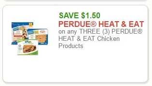 SAVE $1.50 PERDUE HEAT & EAT on any THREE (3) PERDUE HEAT & EAT Chicken Products