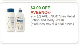 $3.00 OFF AVEENO any (2) AVEENO Skin Relief Lotion and Body Wash (excludes travel & trial sizes)