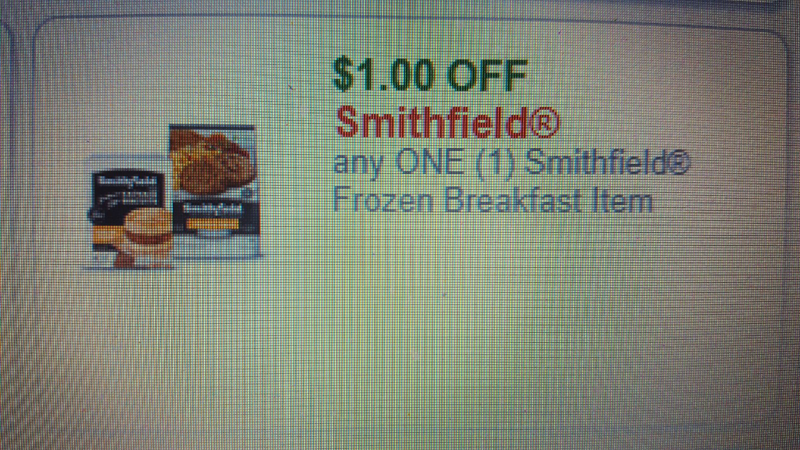 $1.00 OFF Smithfield any ONE (1) Smithfield Frozen Breakfast Item