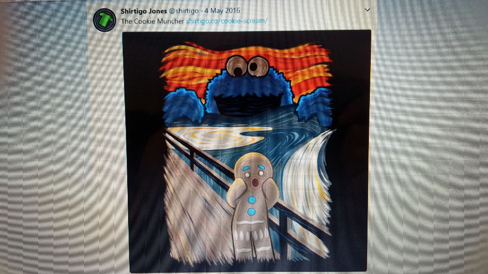 the cookie muncher monster gingerbread man scream tshirt sesame street shirtigo