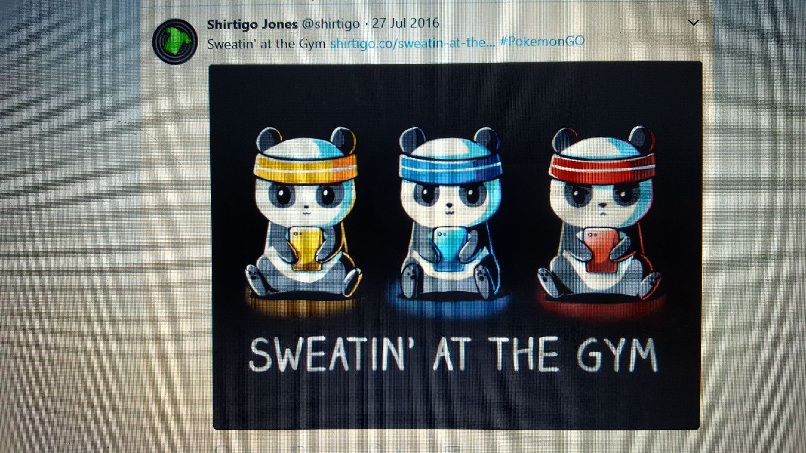sweatin at the gym pokemongo panda shirtigo tshirt