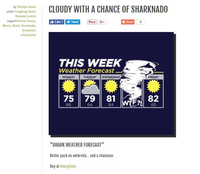 cloudy with a chance of sharknado tshirt shirtigo shark weather forecast