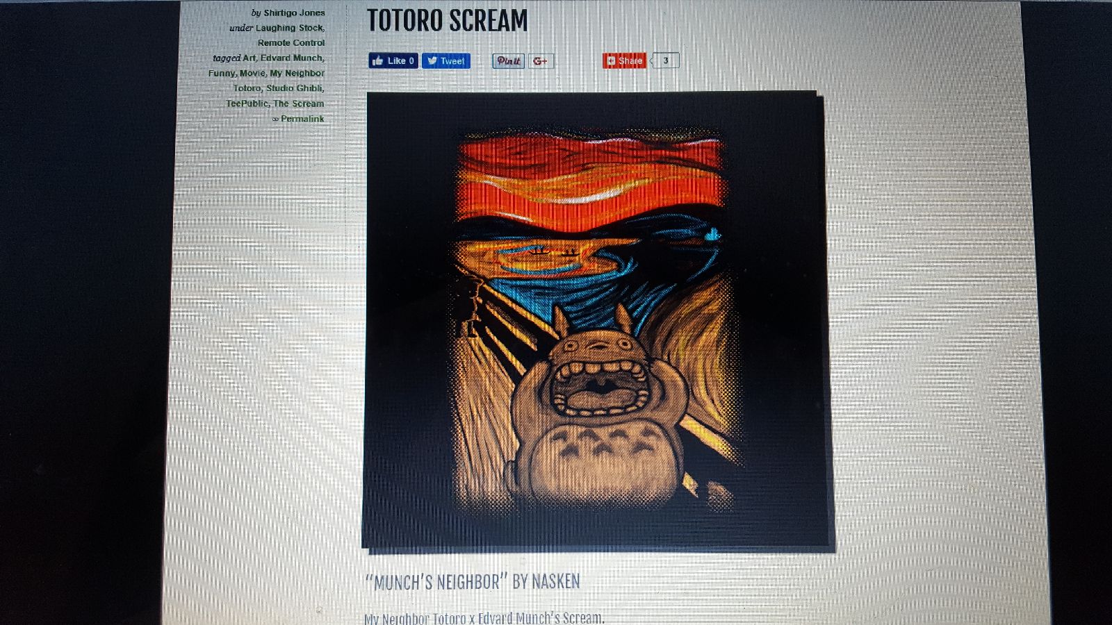 totoro scream edvard munch's scream tshirt shirtigo