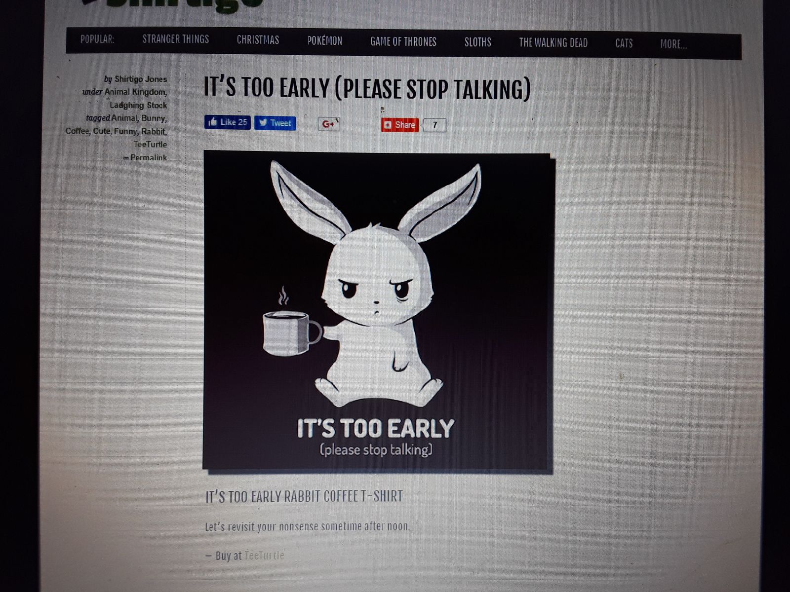 It's too early rabbit (Please stop talking) coffee tshirt shirtigo
