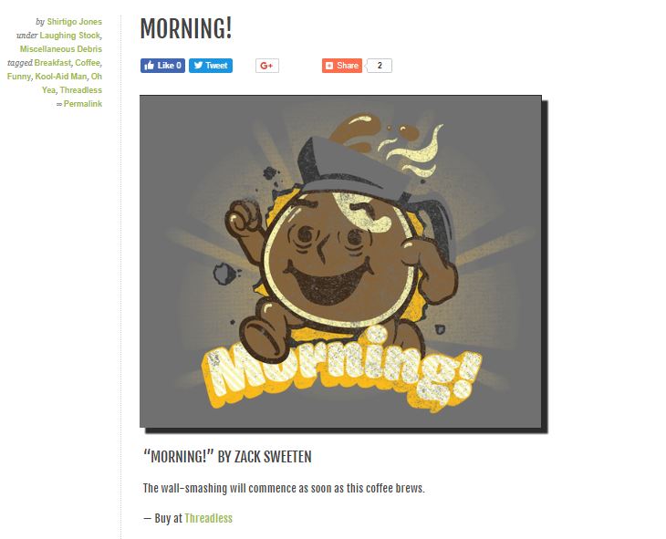 morning koolaid man tshirt shirtigo threadless coffee