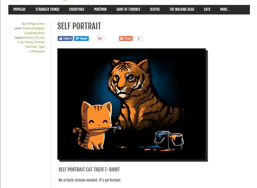 self portrait cat tiger tshirt shirtigo teeturtle