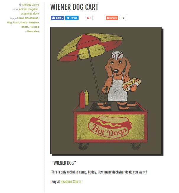 wiener dog hot dog cart tshirt shirtigo headline
