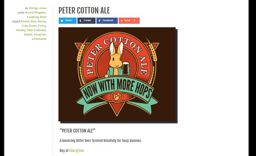peter cotton ale now with more hops bunny tshirt snorgtees shirtigo