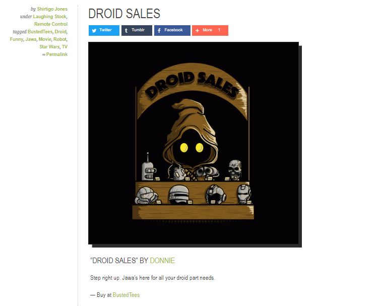 Droid Sales bustedtees tshirt shirtigo