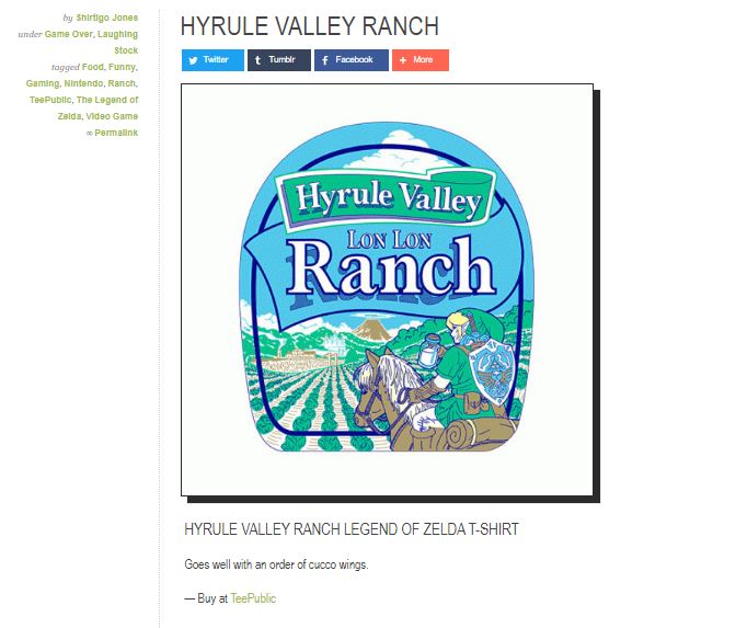 Hyrule valley ranch legend of zelda tshirt