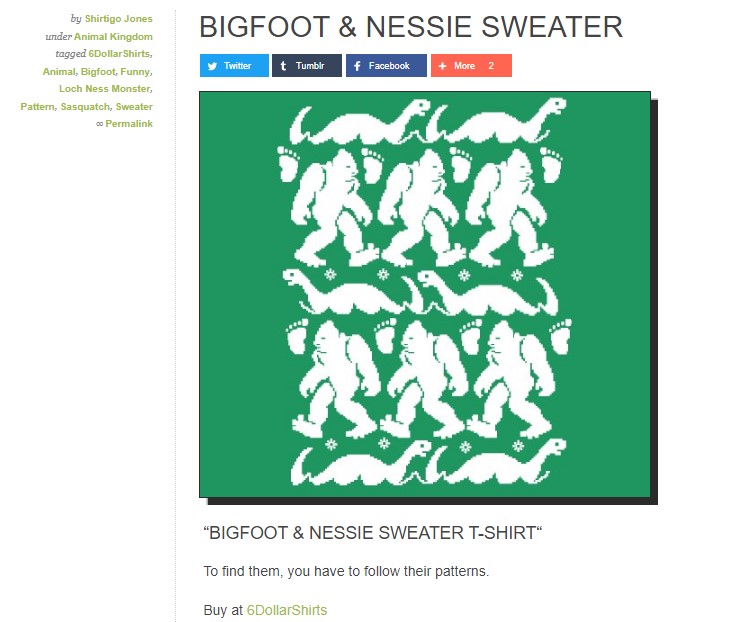 Bigfoot & Nessie Sweater T-Shirt 6DollarShirts Shirtigo