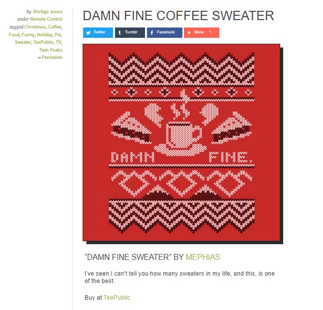 Damn Fine Coffee Sweater TeePublic Shirtigo