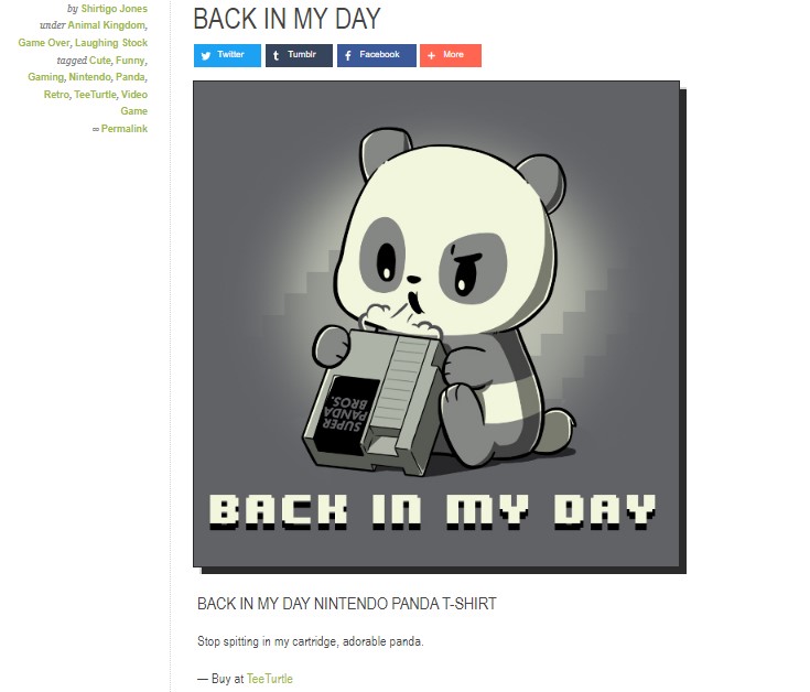 Back in my day nintendo panda t-shirt tee turtle