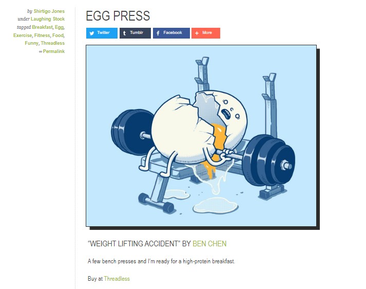 Egg Press - Shirtigo - "Weight lifting accident" by Ben Chen buy at Threadless T-Shirt