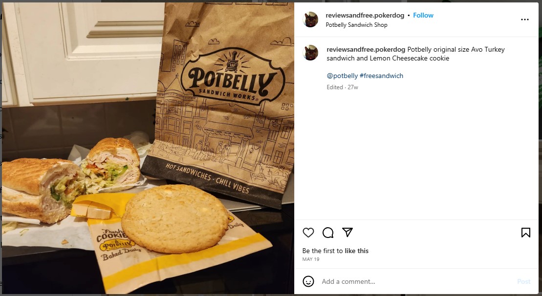 potbelly sandwich and cookie