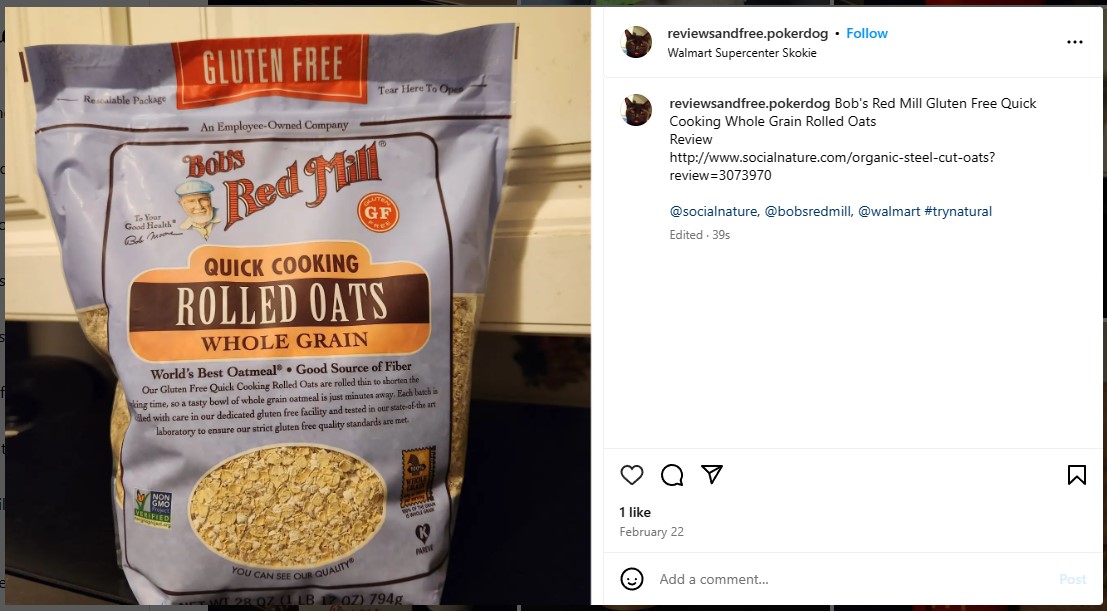 Bob's red mill gf quick cooking rolled oats