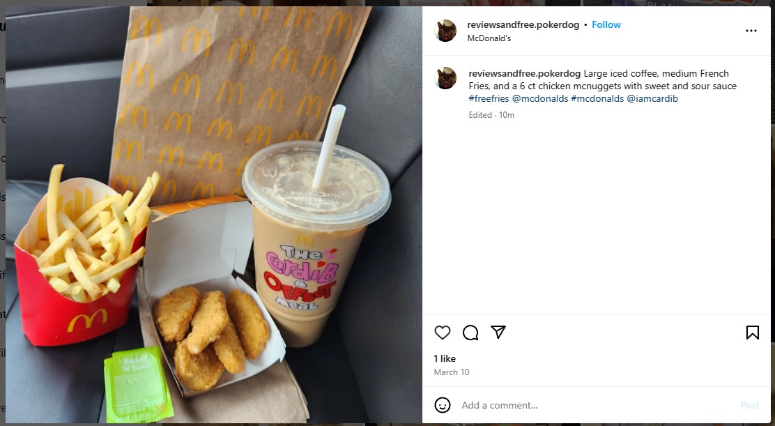 mcds fries coffee and nuggets