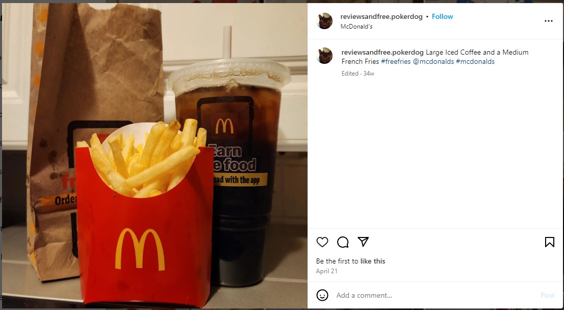 mcds iced coffee and fries