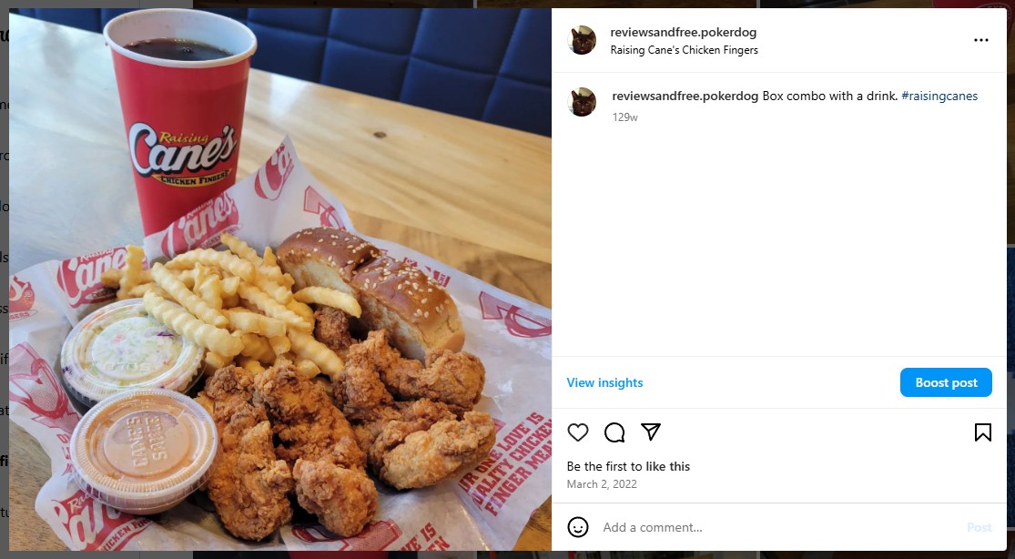 Box combo with a drink. #raisingcanes