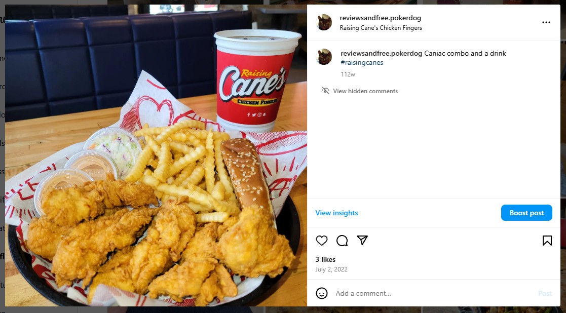 Caniac combo and a drink #raisingcanes