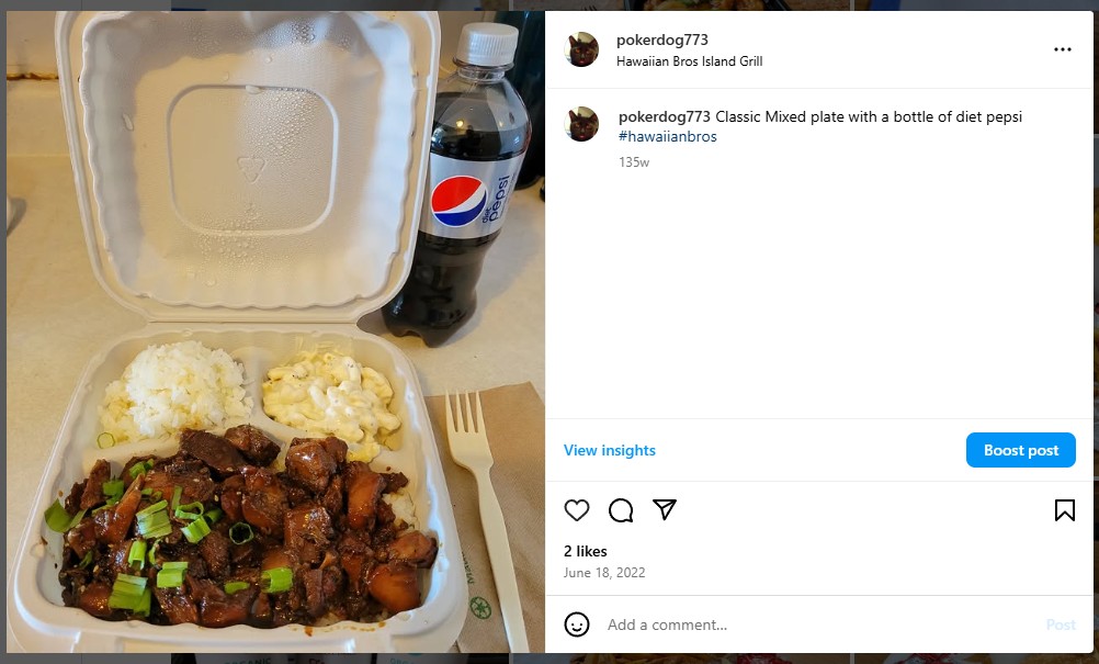 Classic Mixed plate with a bottle of diet pepsi #hawaiianbros