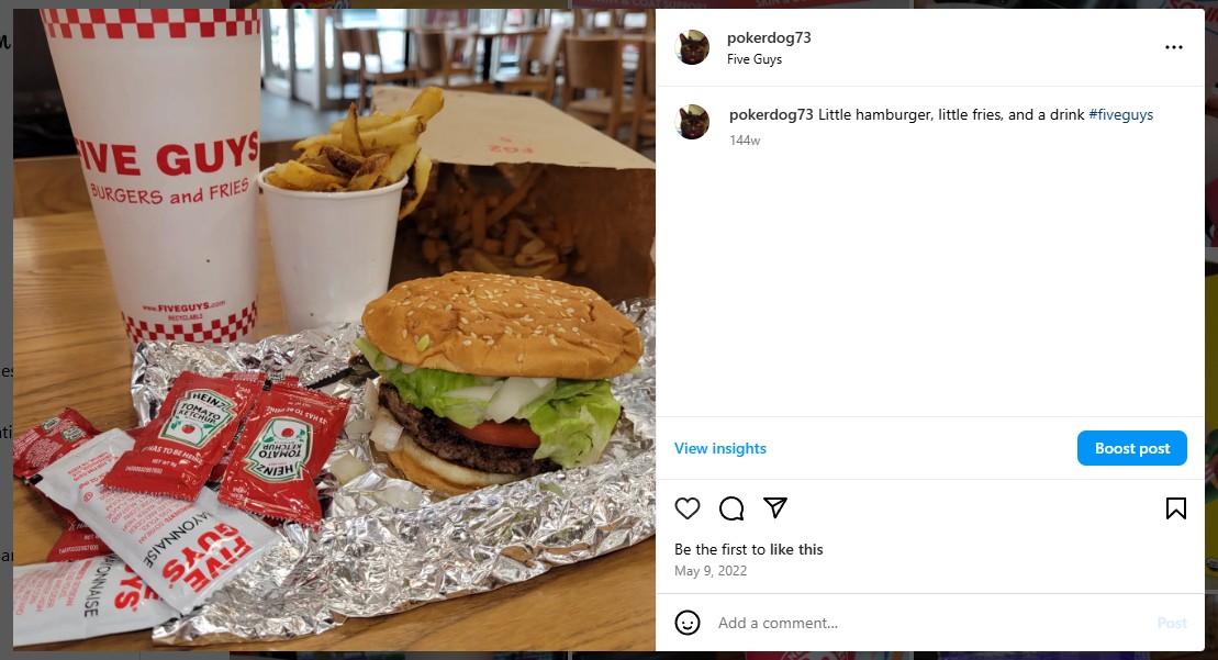 Little hamburger, little fries, and a drink #fiveguys