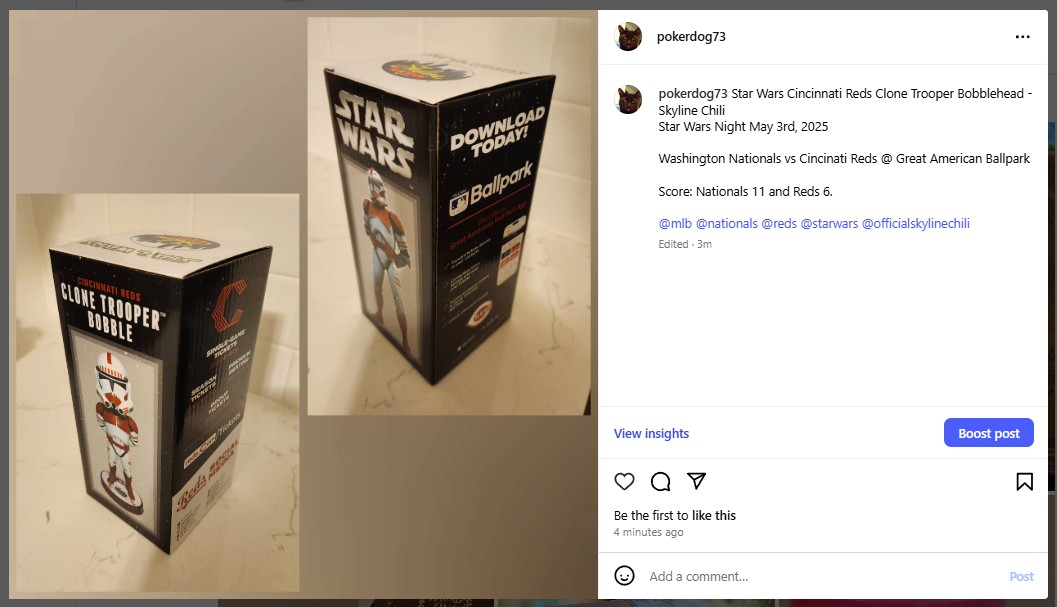 Star Wars Cincinati Reds Clone Trooper Bobblehead