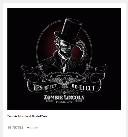 Resurrect Re-Elect Zombie Lincoln for President T-Shirt