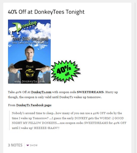 40% Off at DonkeyTs Tonight!
