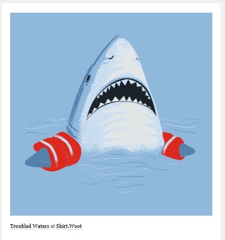 Shark wearing floaties Troubled Waters tshirt tshirtvortex