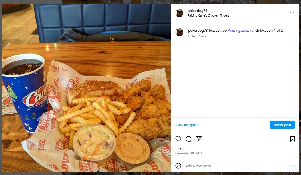 box combo #raisingcanes lunch location 1 of 2