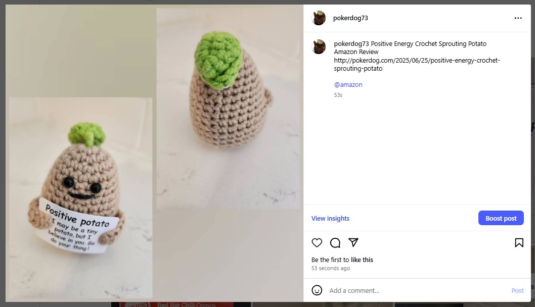 YarnJoyHeartHugs Positive Energy Crochet Sprouting Potato