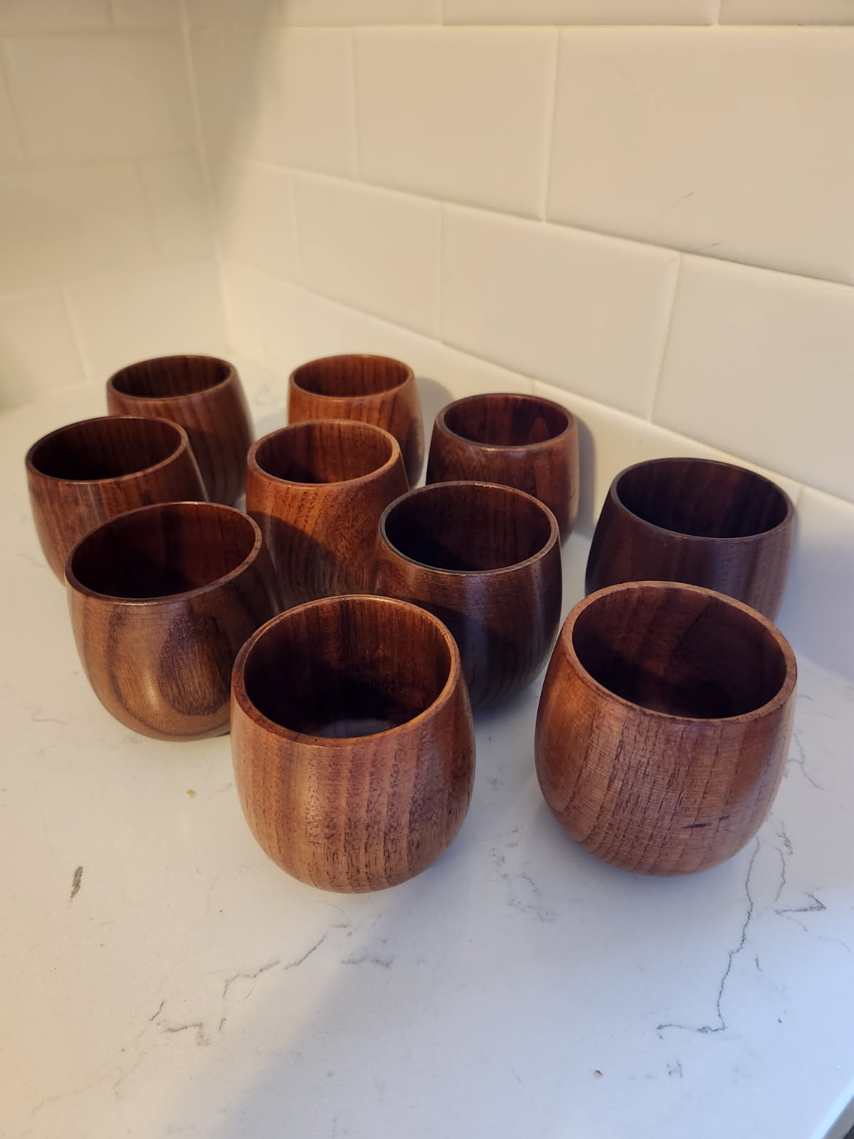 JIEYAO 10 Pcs Japanese Wooden Tea Cups
