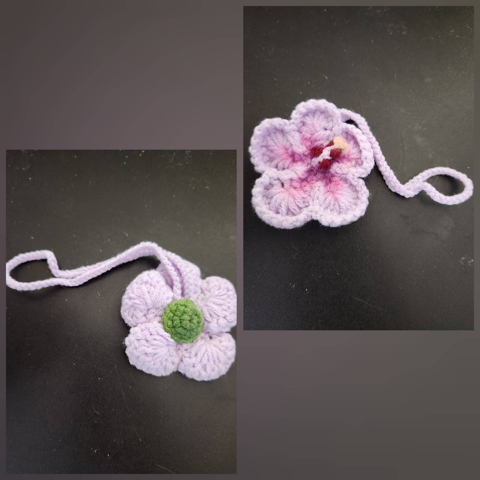 JY JUYU Crochet Hibiscus Flower Car Hanging Ornament